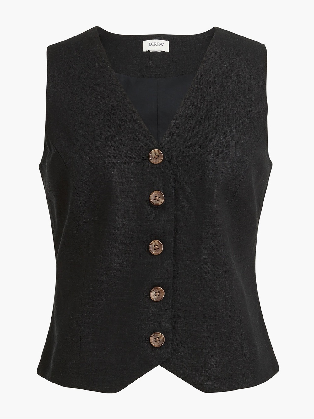J.Crew Black Linen Blend Button Front Vest Top Size 0 Minimalist
